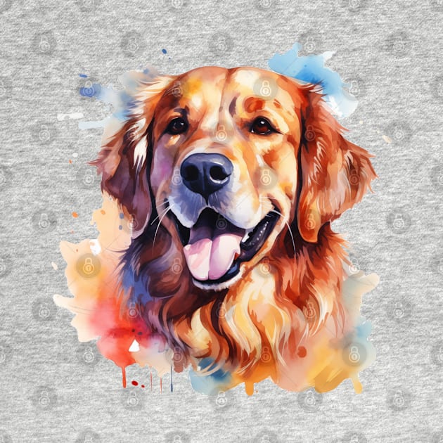 Colorful Golden Retriever Watercolor Art by doglovershirts